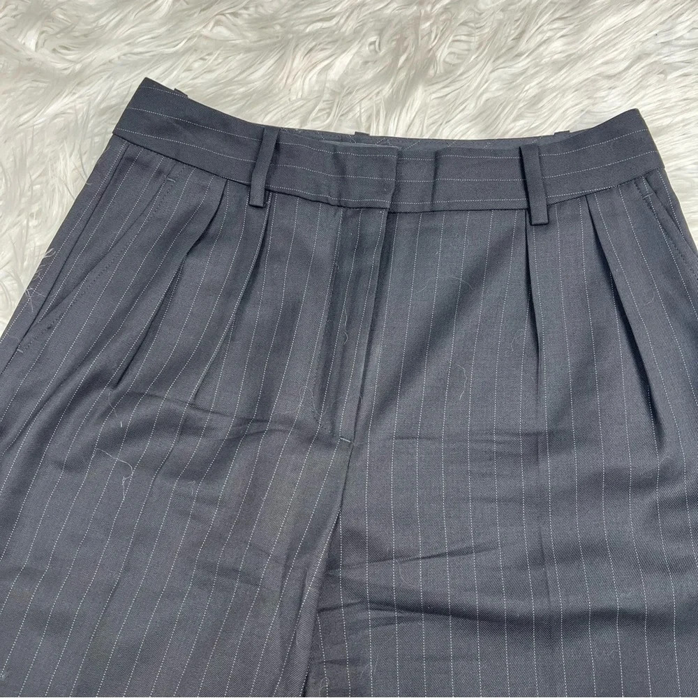 Nili Lotan Etienne Pleated Pinstripe Wool Pant Black Women’s Classic 2 - Picture 4 of 10